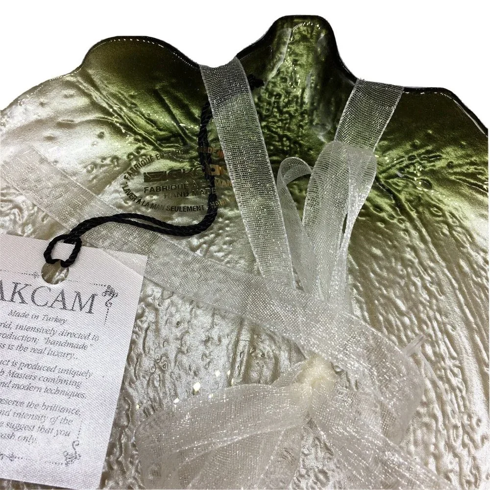 x4 Akcam Turkish Glass White Pumpkin Appetizer Plate Set 6.5
